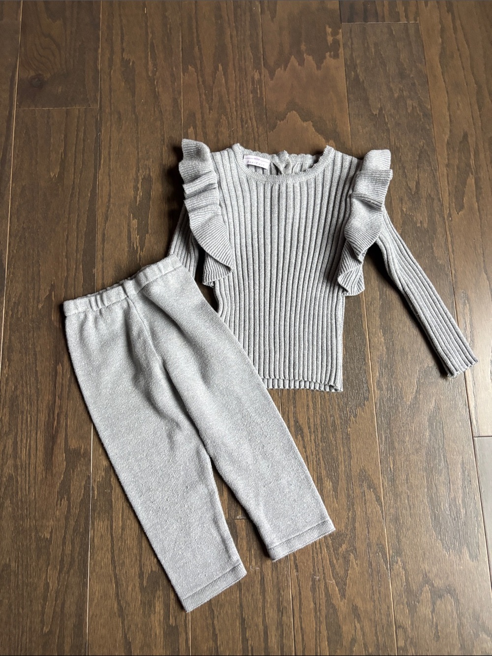 Bon Knit Girls Ribbed Ruffle Sweater knit Set - Picture 1 of 7